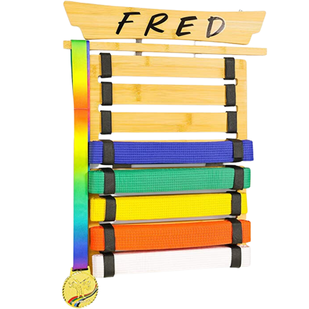 Tilhumt 812 Belt Karate Belt Display Rack, Martial Arts Belt Display, Taekwondo Belt Display, Personalized Jiu Jitsu Belt Hanging Holder for BJJ, Feature Image