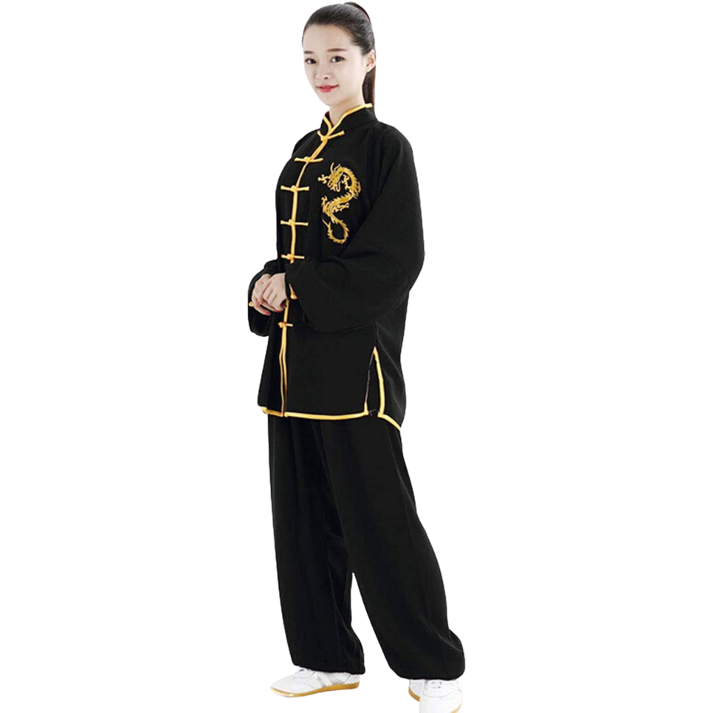 ZooBoo Unisex Cotton and Silk Dragon Embroidery Long Sleeves Tai Chi Uniform Suit Martial Arts Wing Chun Feature Image