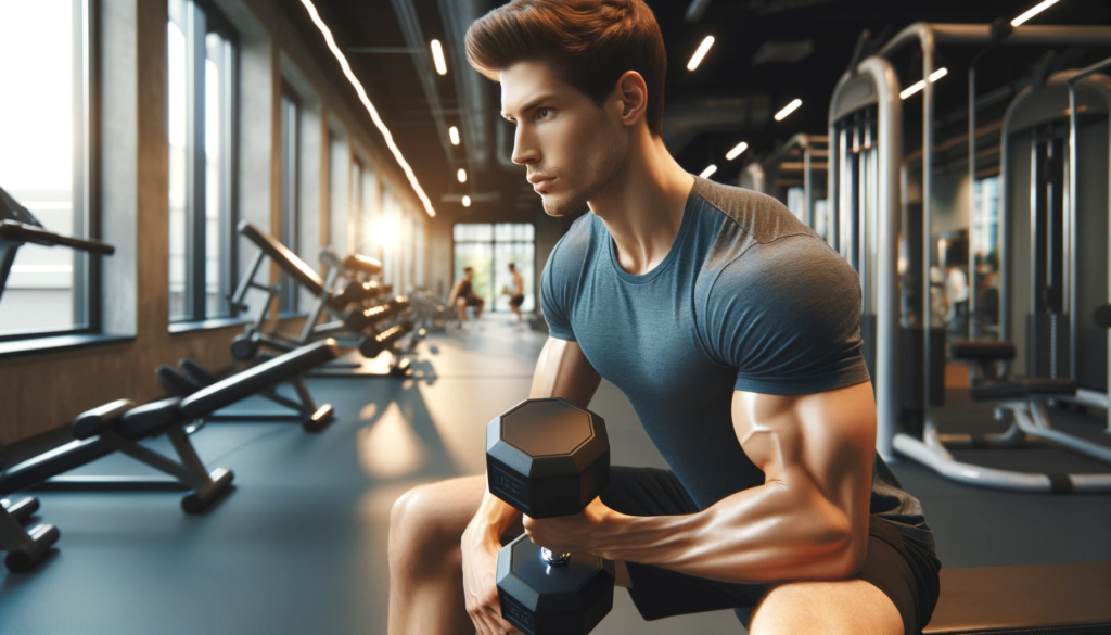 Mnn using Dumbbells in the gym