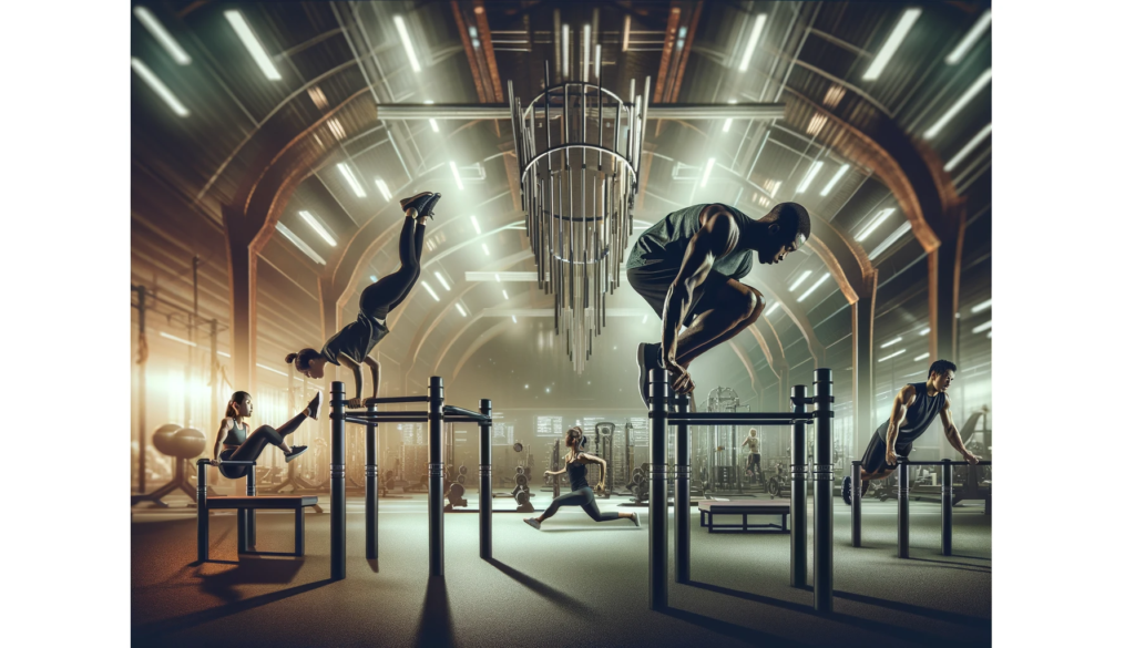 People working out using Paralettes